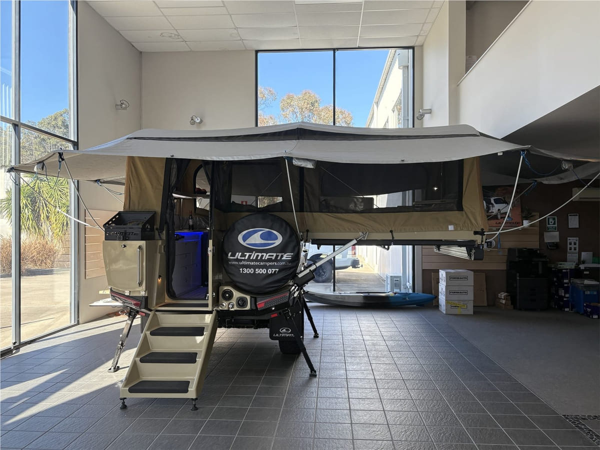 Integrated tropical roof fitted above the camper tent and awning