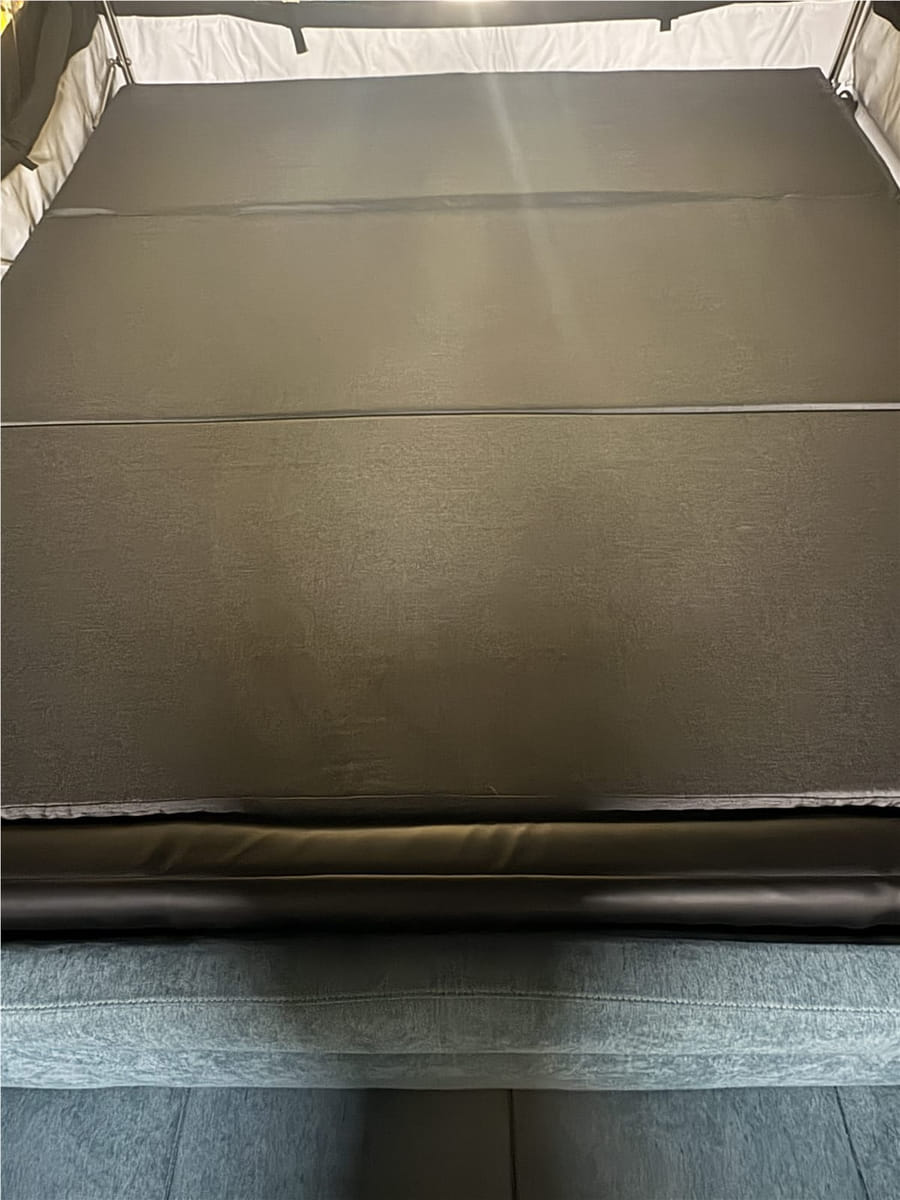King-size Ezi Fold 100mm foam mattress fitted in the camper